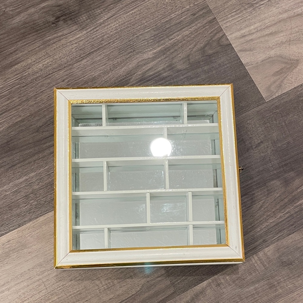 Vintage White and Gold Shadow Box Display Case